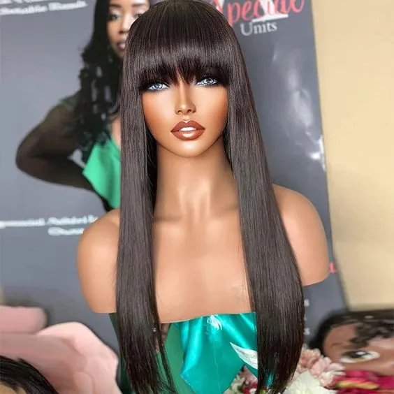 Wignee Straight None-Lace Human Hair Wigs With Air Bangs | Fashion Style  Wignee hair