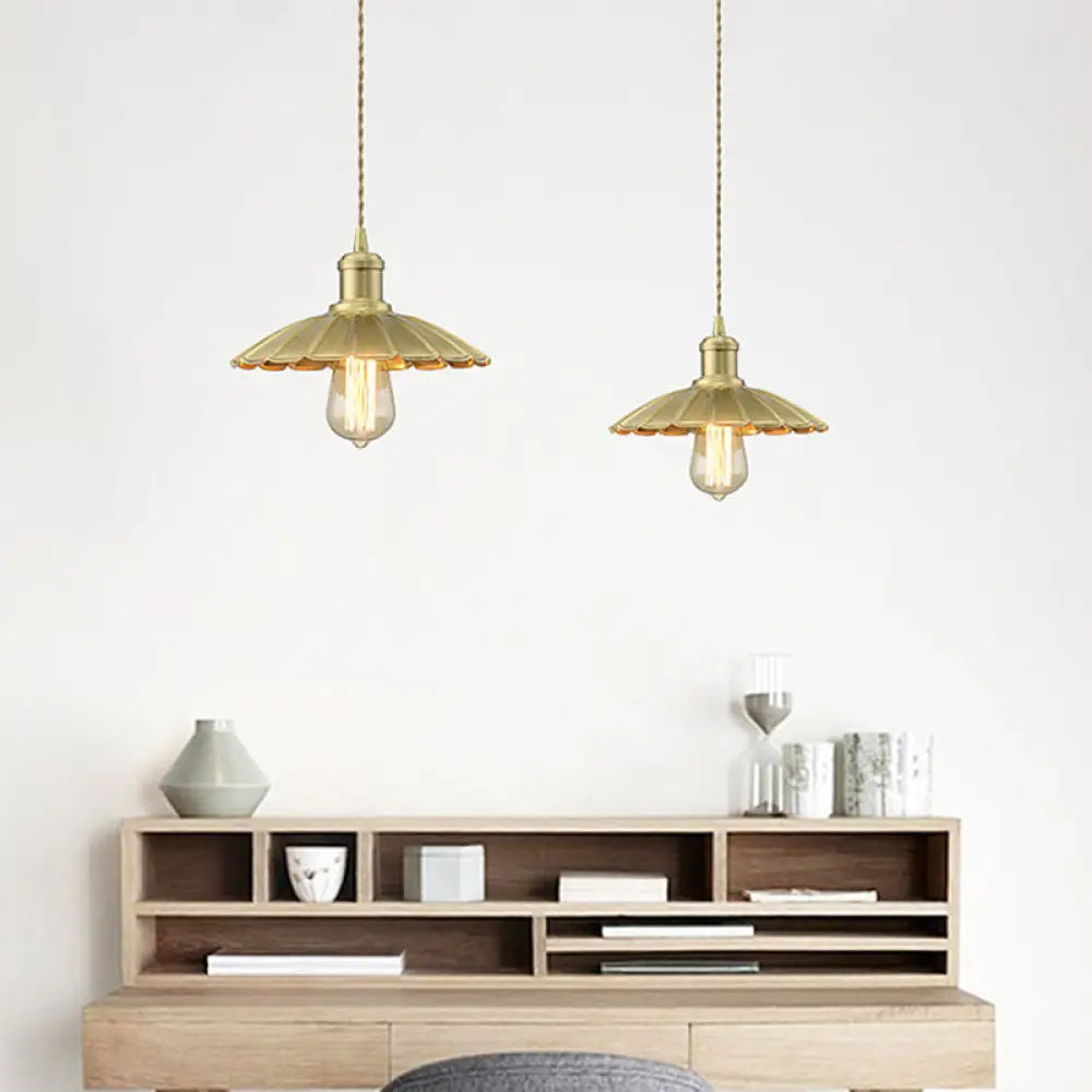 Vintage Brass Pendant Fixture for Dining Room Ceiling - Luna