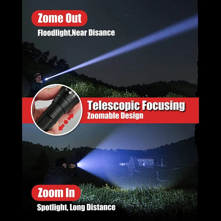 Zoomable Mode Lumens 2 Tactical with - Victoper Pack Flashlights 5 2000
