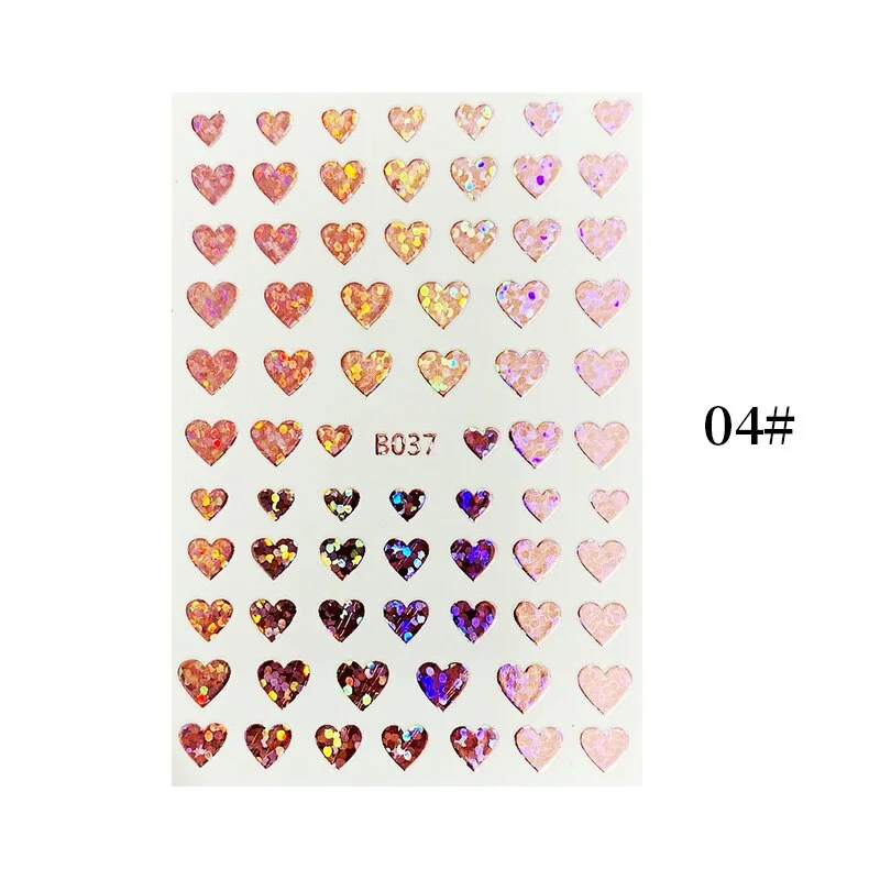 1PC Love Heart Designs 3D Nail Sticker Valentines's Day Black Red Transfer Decals Slider Gifts For Nails Decoration Manicures-Nail Inspo