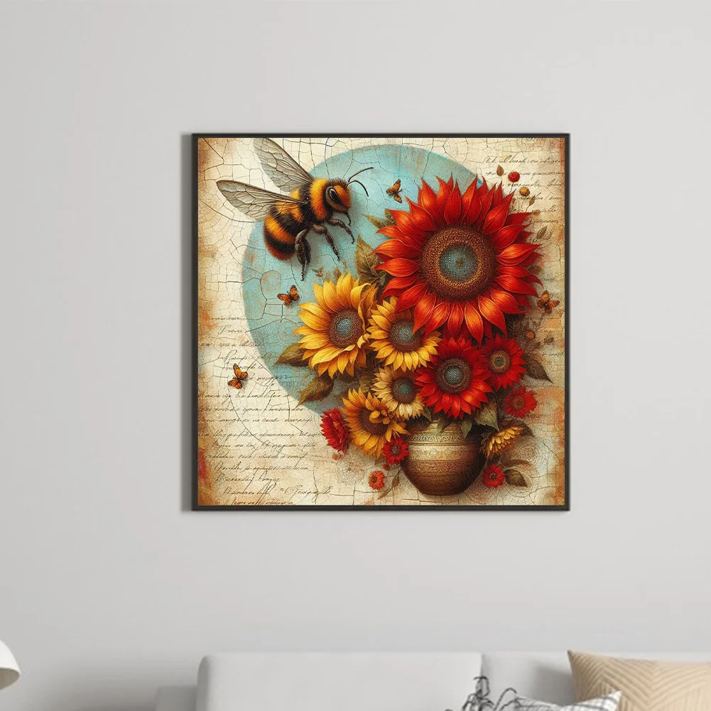 Diamond Painting - Full Round Drill - Flower Bee(Canvas|30*30cm)