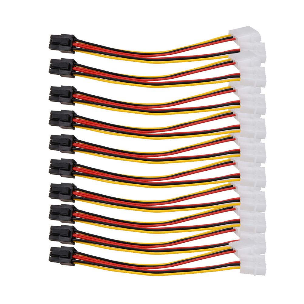 

10PCS Molex (4 Pin) to PCI-E (6 Pin) Power Converter Adapter Connector, 501 Original