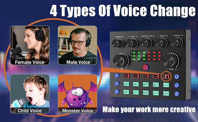 Product Introduction of Podcast Equipment Bundle. BM800 Podcast Microphone Bundle with V8s Voice Changer. Condenser Microphone Recording Studio Package for Podcasting Live Streaming Singing PC Mobile TikTok YouTube 3