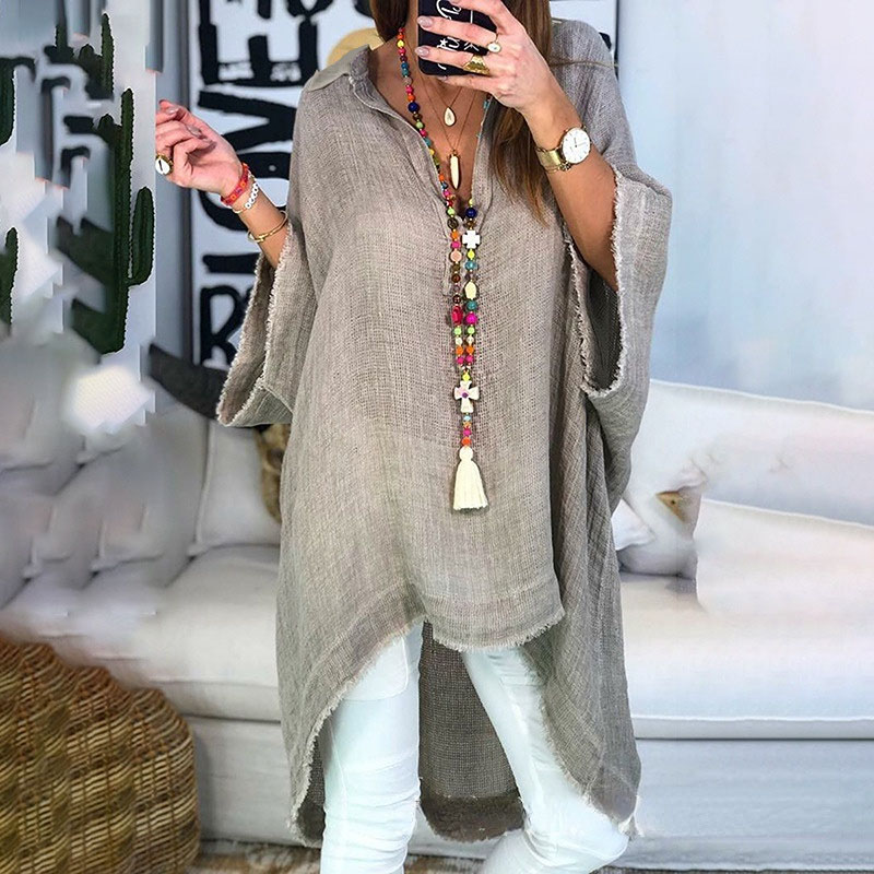 Cotton Linen Irregular Oversized Loose Casual Blouses