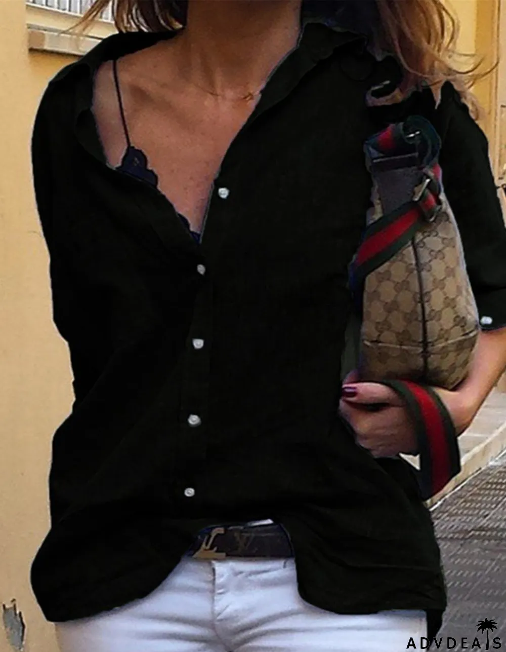 Women's Casual Solid Long Sleeved Shirt