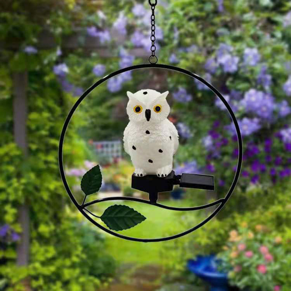 

LED Solar Metallic Ring Resin Owl Hanging, 501 Original