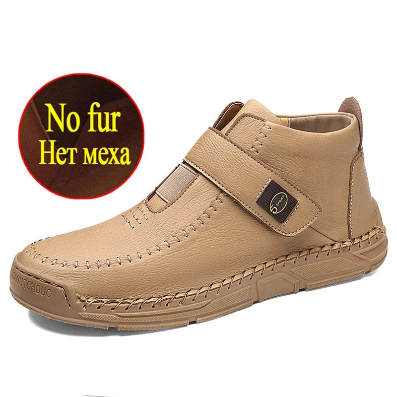 Fashion Men's Winter Boots Handmade Men's Ankle Boots Plush Warm Men's Snow Boots Outdoor Cold Protection Winter Men's Boots