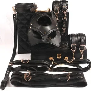 pornhint Pornhint 2022 Knight Kits for Couples Set Leather Mask Handcuffs Collar Waist Belt