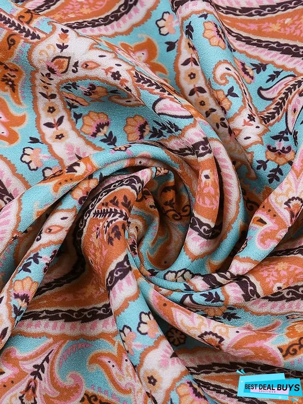 Women's Swing Dress Maxi Long Dress Red Brown Short Sleeve Print Split Ruffle Button Spring Summer V Neck Vintage