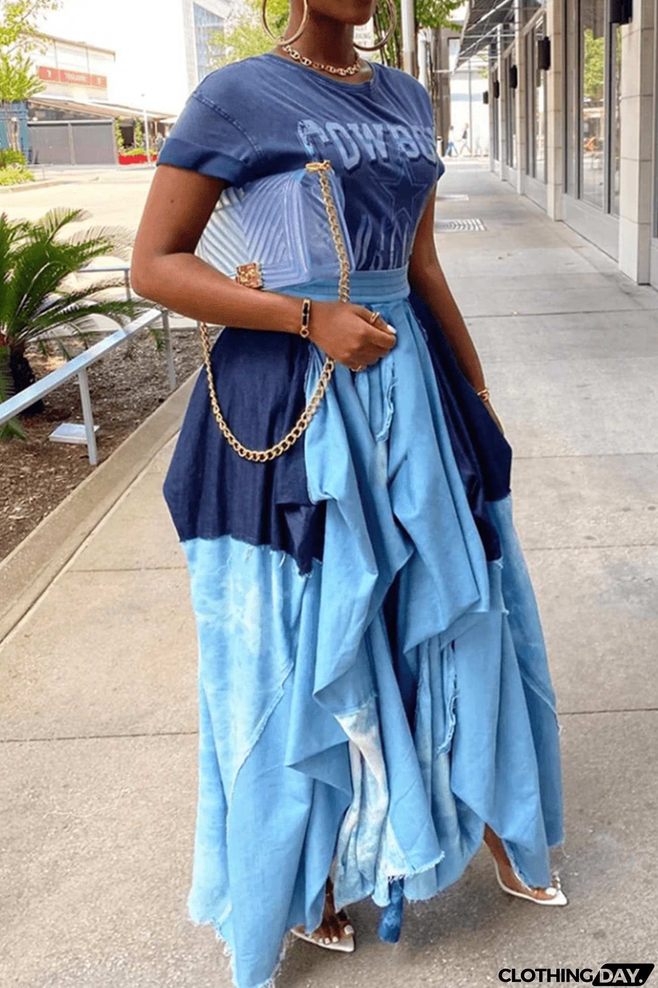 Splicing Plaid Print Skirt