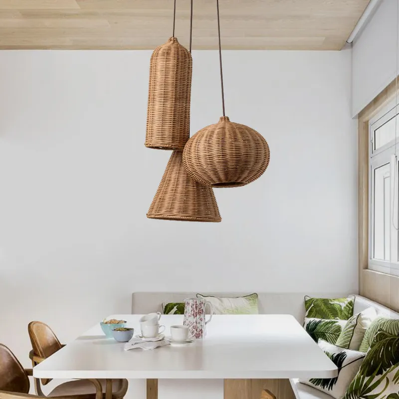 Arturest Hand-Woven Rattan Pendant Light Lamoshade For Living Room