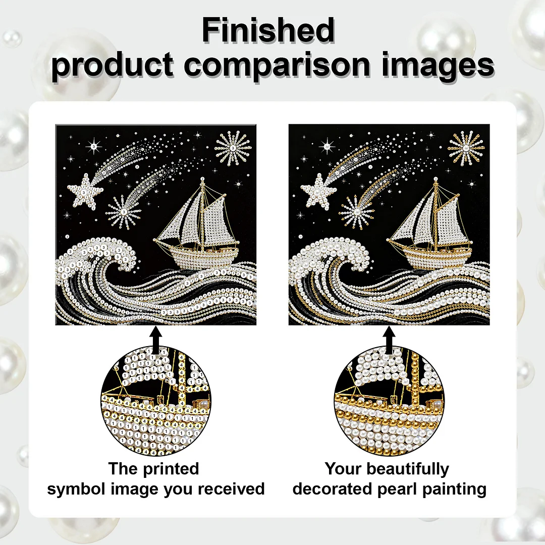 Sailboat DIY Pearl Diamond Art Kit for Adults Home Decor 25x25cm With Frame