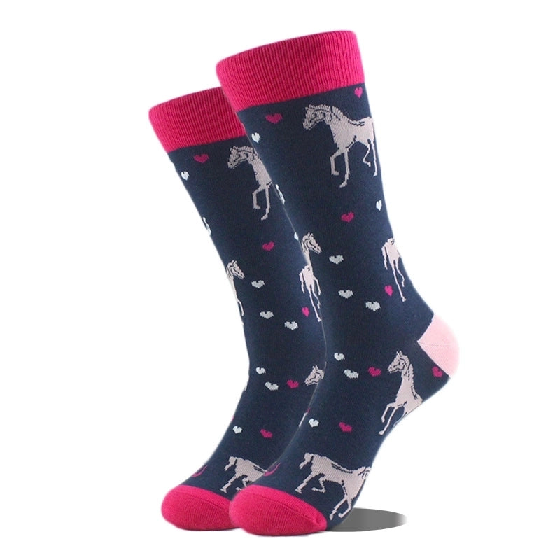 Unisex Cute Printing Animal Color Block Cotton Ankle Socks A Pair