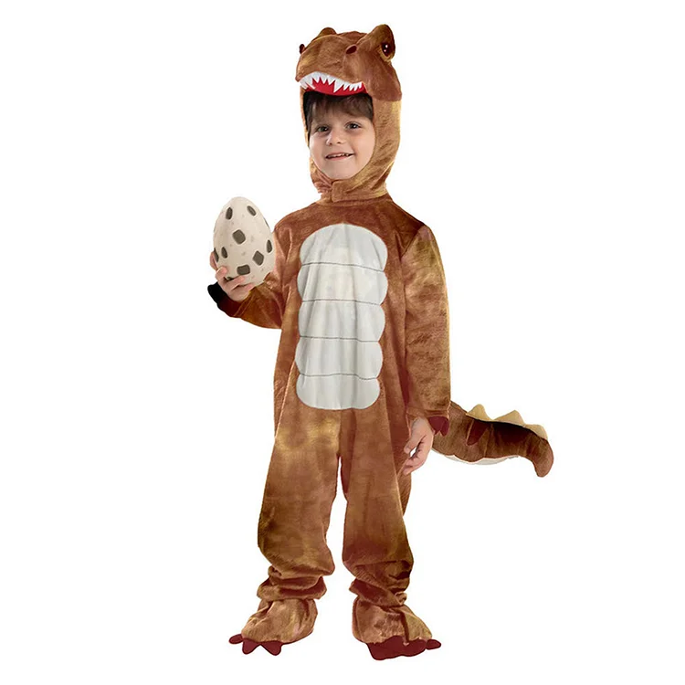 Kids Children Animals Brown Dinosaur Jumpsuit Outfits Funny Party Cosplay Costume Halloween Carnival Suit