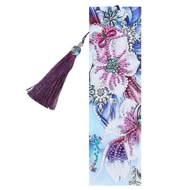 DIY Flower Special Shaped Diamond Painting Leather Tassel Bookmark