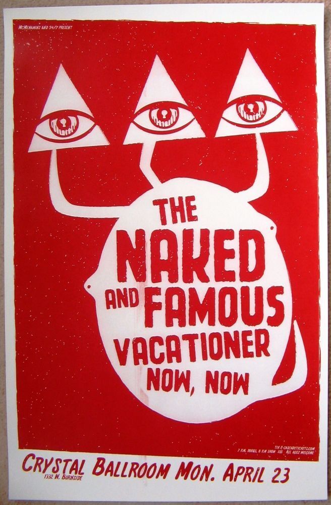 Naked And Famous 2012 Gig POSTER Portland Oregon Concert