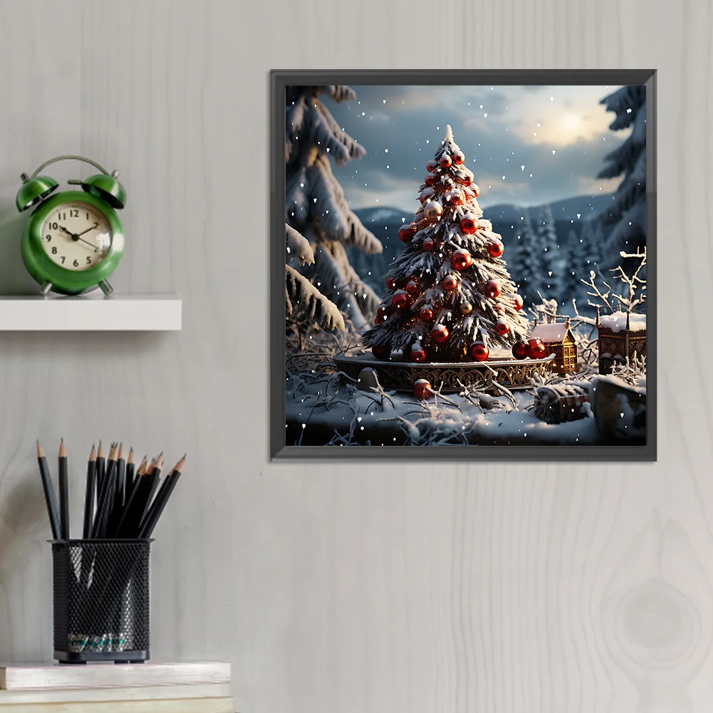 Diamond Painting - Full Round Drill - Winter Snow Christmas Tree(Canvas|30*30cm)
