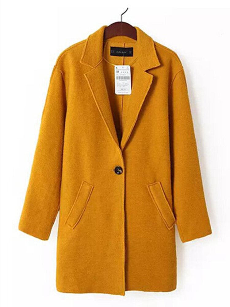 Casual Loose Long Sleeve One Button Lapel Coat Blazer