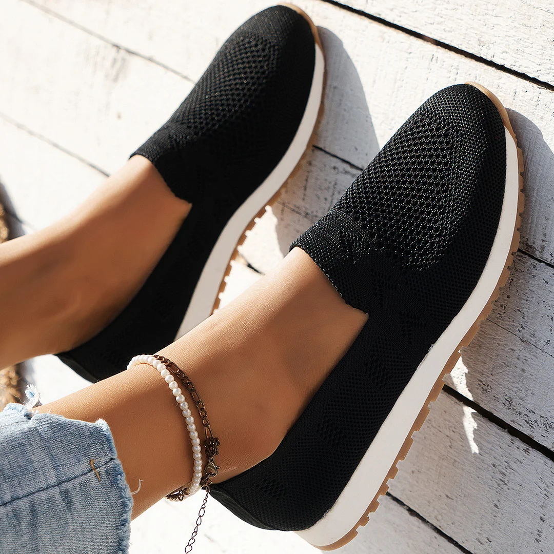 Tanguoant Tanguoant Size Fly Woven Single Shoes Women's Spring 2024 New Mesh Cloth Breathable Pedal Women's Casual Knit Shoes