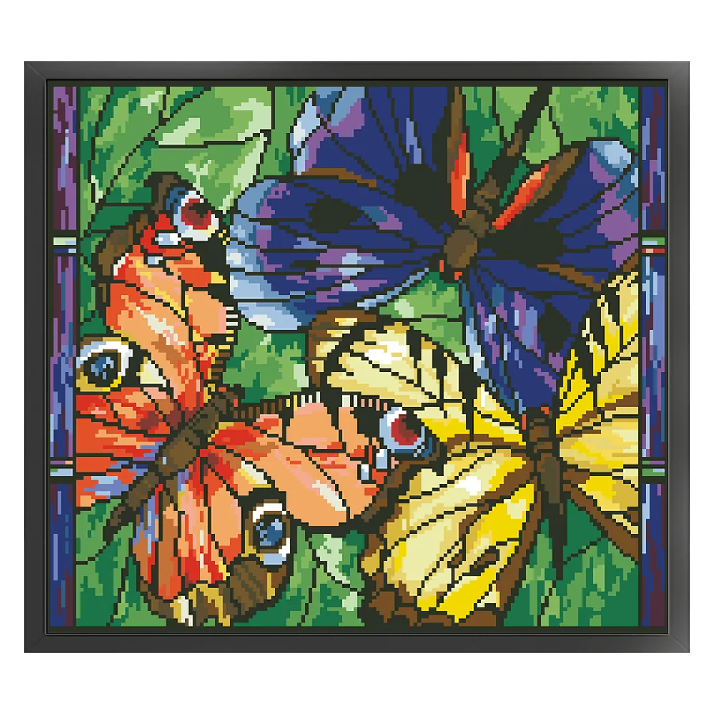 9CT Full Stamped Cross Stitch Bead Embroidery- Butterfly(Canvas|46*40CM)
