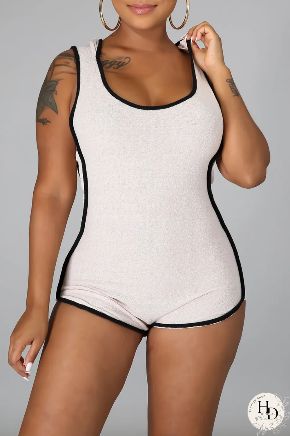 White Casual Solid Split Joint Hooded Collar Skinny Jumpsuits
