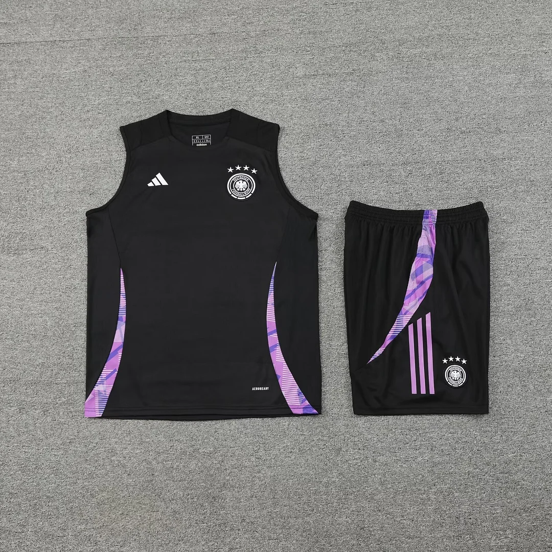 2024 Germany pre-match training Black Jersey+Shorts 1:1 Thai Quality