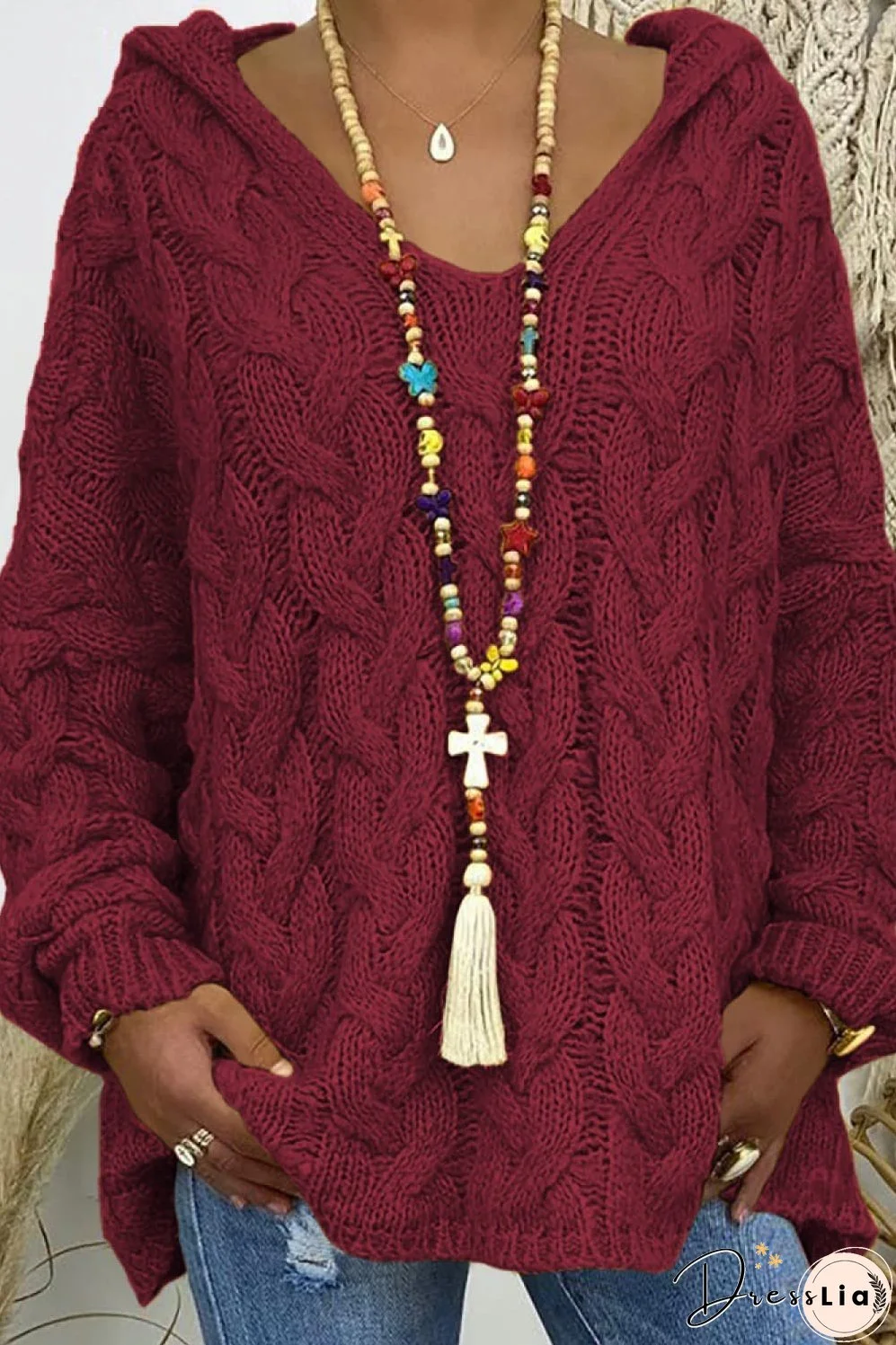 Cable-Knit Hooded Sweater