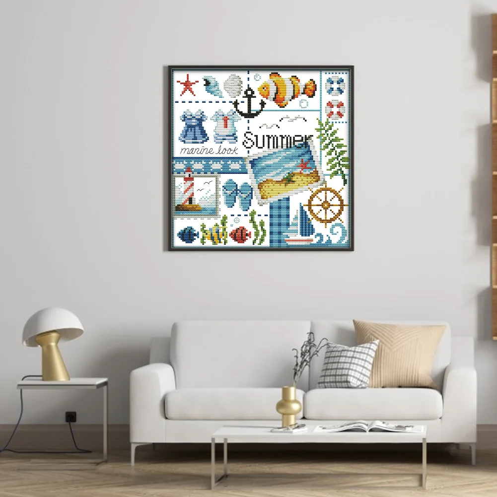 DIY Stamped Cross Stitch 16CT Partial Embroidery 24*23cm - Four Seasons Of Summer