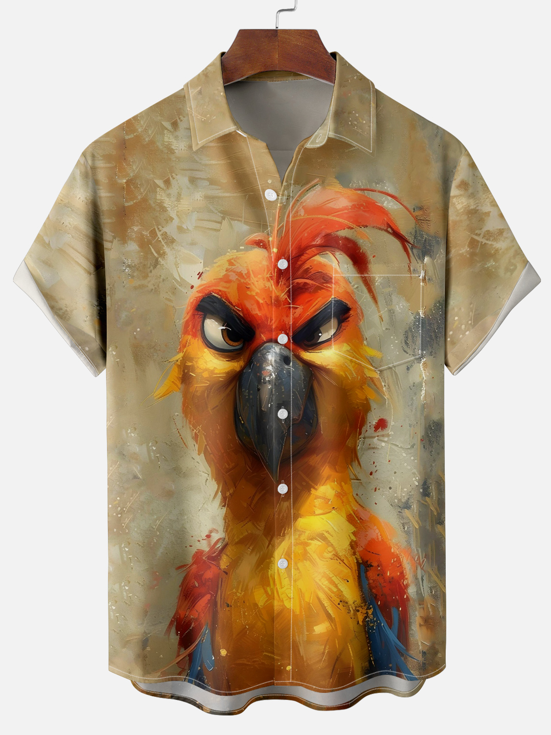 Men's Hawaiian Flirty Rooster Print Shirt PLUSCLOTHESMAN