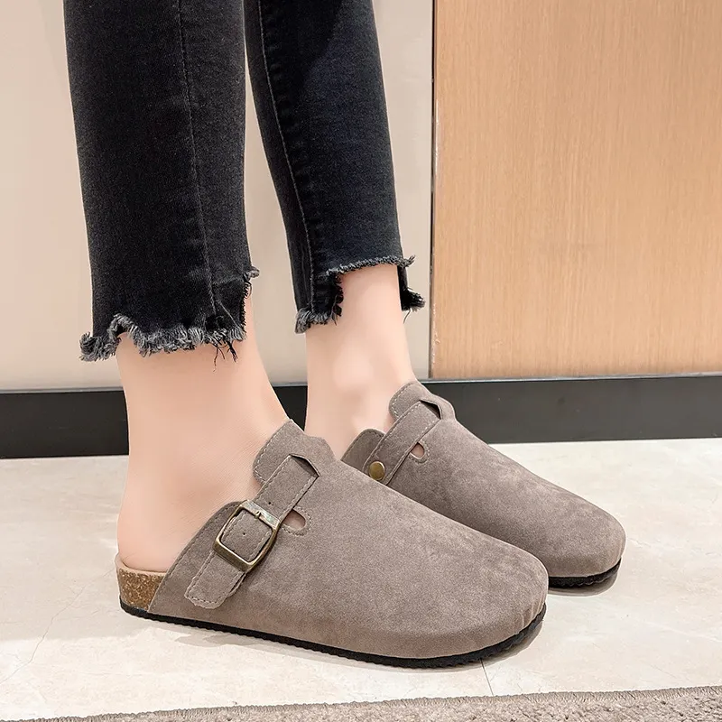 Breakj Breakj Slippers Female Couple Softwood Tug Wish Large Size Roman Shoes Casual Half-Dragging Lazy Shoes Trend
