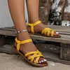 Gioiacombo&trade; Nuovi sandali piatti in pelle stile romano da donna