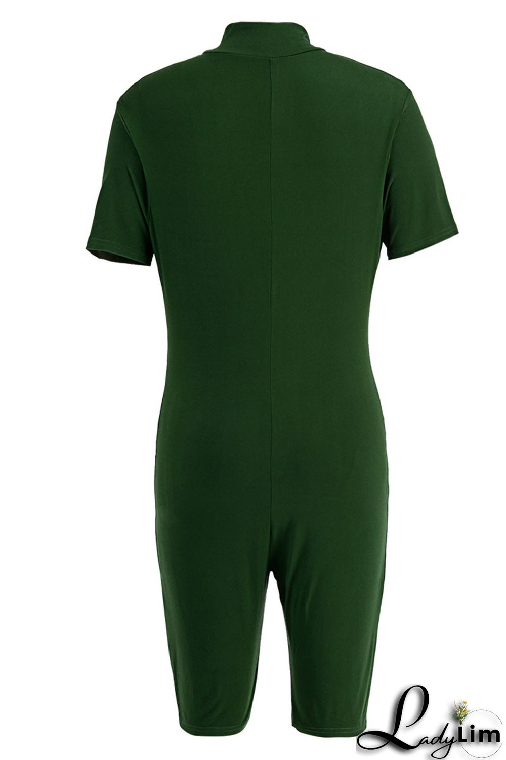 Royal Blue Fashion Casual Solid Basic Zipper Collar Skinny Romper