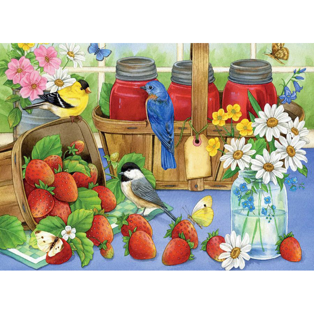 

(Multi-Size) Berries Birds - Round/Square Drill Diamond Painting - 40*30CM, Square diamond 30*40cm, 501 Original