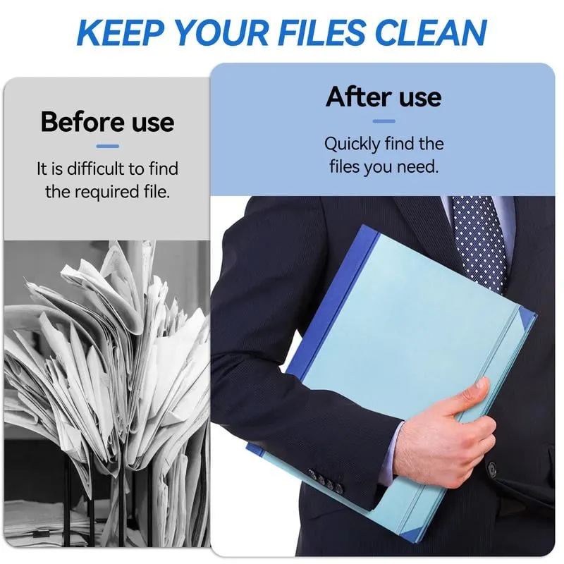Accordion File Organizer Manila Pocket Document Folder for Passports, Birth Certificates & Important Papers, Office & Home Storage