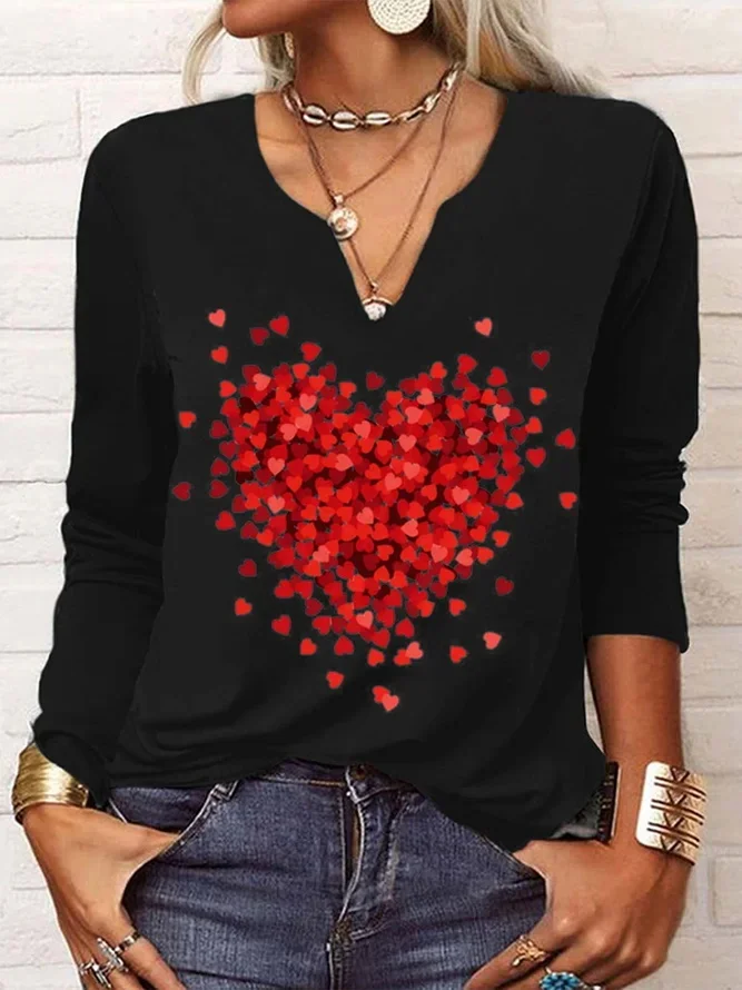 Sweet Heart Valentine's Day Print Women's T-shirt