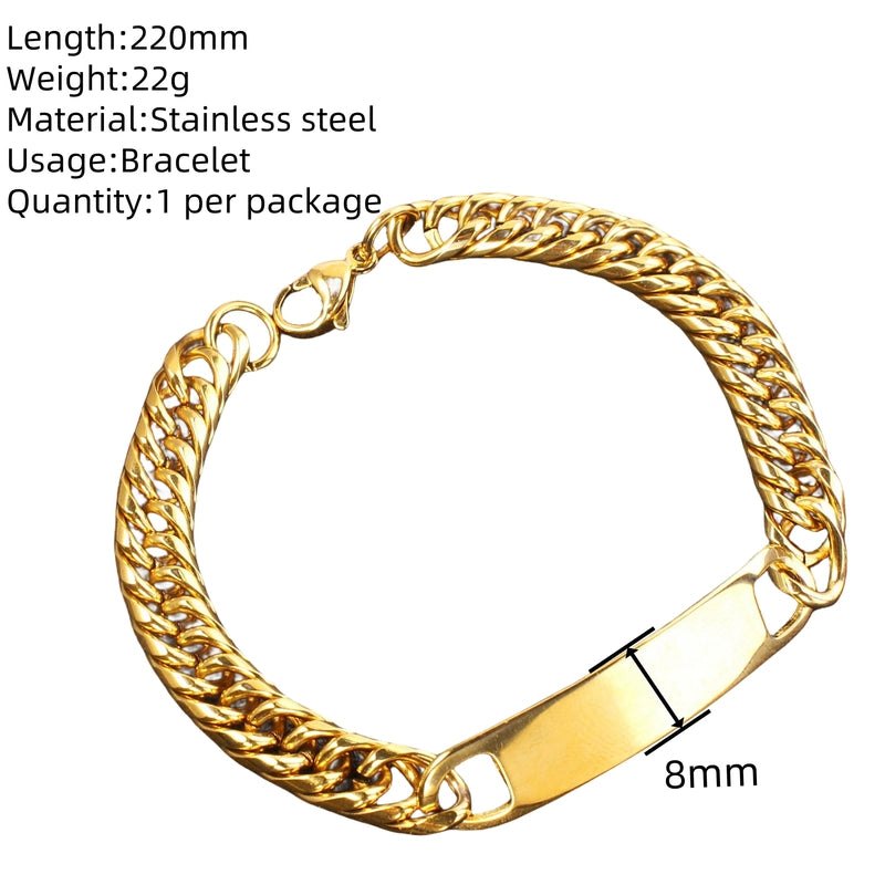 Hip-Hop Solid Color 304 Stainless Steel Plating Unisex Bracelets