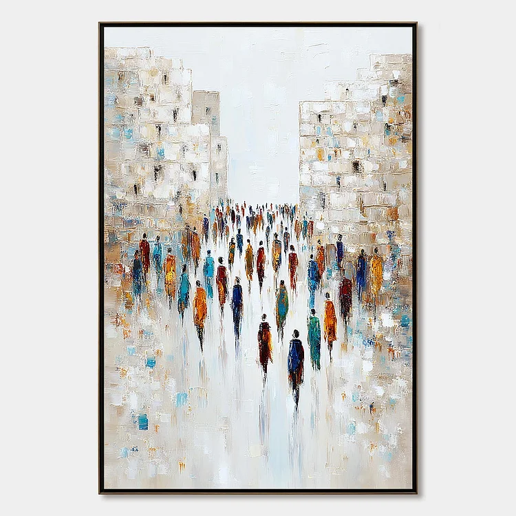 CONVERGENCE: Textured Abstract Figurative Cityscape Painting（Canvas painting）
