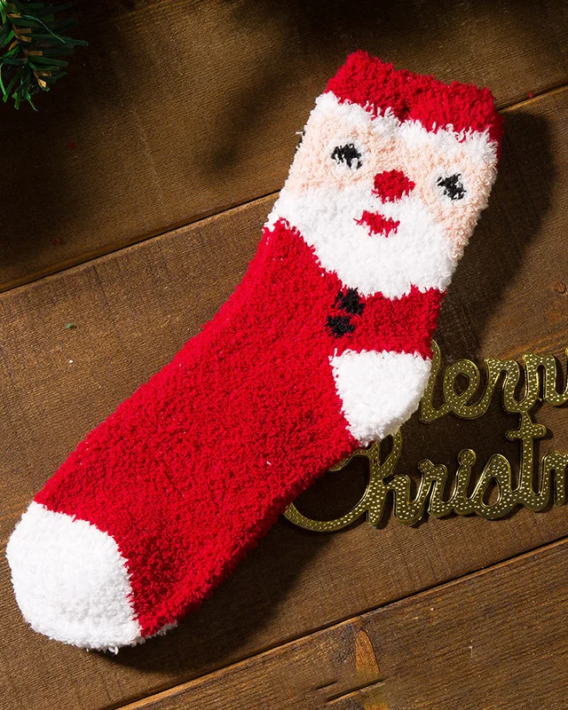 Christmas Cute Floor Sleeping Socks Coral Velvet Socks