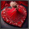 Heart Red Dress Girl-11CT Stamped Cross Stitch 40*40cm tapestrymarket