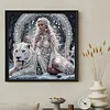 Snow Queen and Tiger Partial Drill Diamond Painting Kit 30x30cm Special Shaped Diamonds DIY Craft for Adults Beginners Home Decor