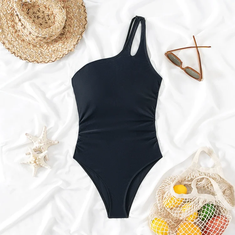 🔥LAST DAY 49% OFF - One Shoulder One Piece Swimsuit for Women Tummy Control Bathing Suits