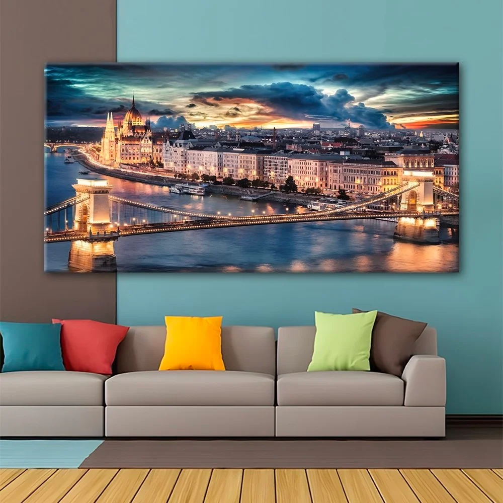 Budapest Hungary Sunset City Canvas Wall Art