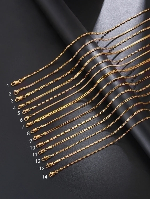 Vintage Style Solid Color Stainless Steel 14K Gold Plated Plating Pendant Necklace4