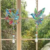 2Pcs Diamond Painting Acrylic Double Sided Bird Wind Chime Suncatcher with Crystal Hanging Pendant