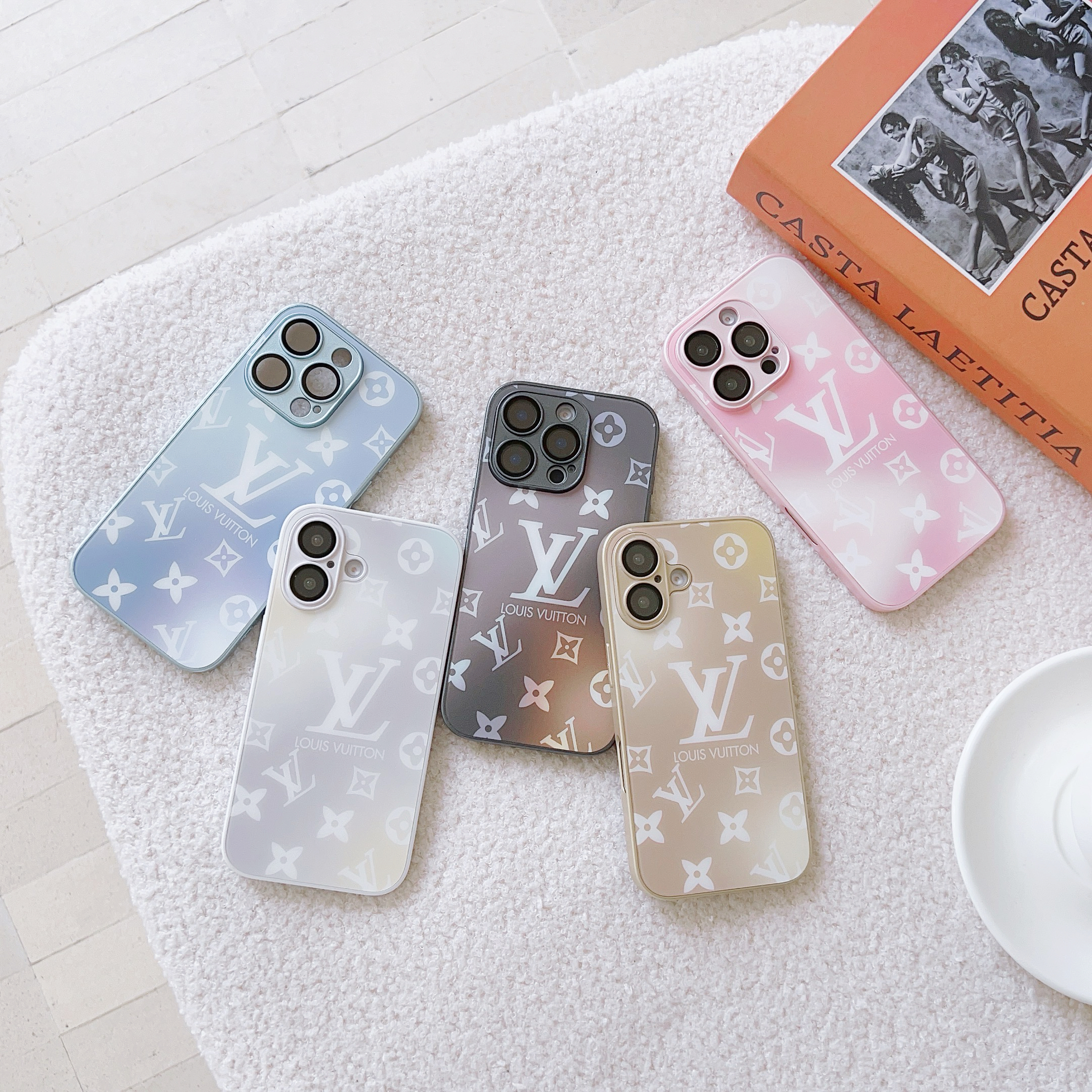 Luxury LV Monogram Frosted AG Glass Back Cover Apple iPhone Cases