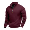 Men's Fleece-Lined Heavyweight Loose Fit Outdoor Warm Stand Collar Logo Casual Sports Sweatshirt by Inlyline