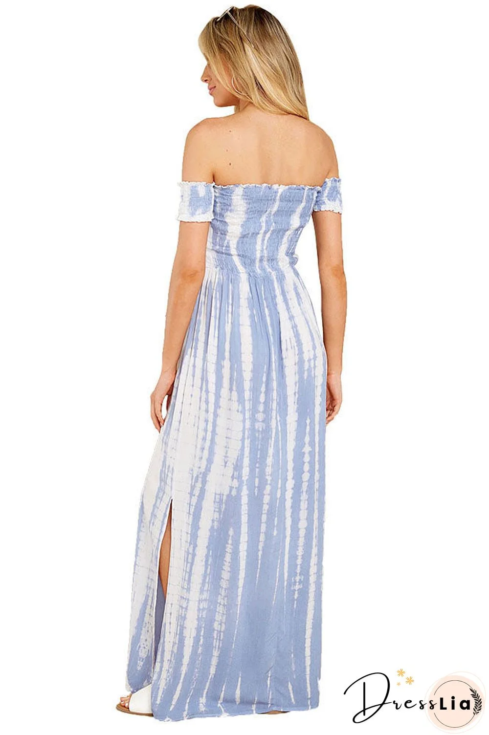 Long Off-the-Shoulder Side Split Maxi Dress