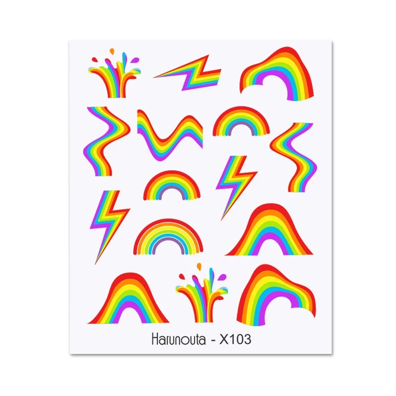 Harunouta Cool Geometrics Pattern Water Decals Stickers Flower Leaves Slider For Nails Spring Summer Nail Art Decoration DIY-Nail Inspo