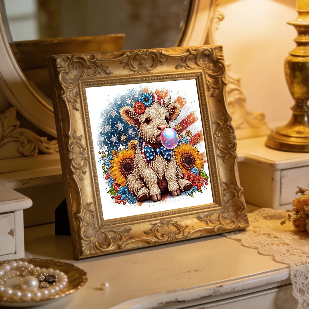 Diamond Painting - Partial Special Shaped Drill - Independence Day Sunflower Yak(Canvas|30x30cm)