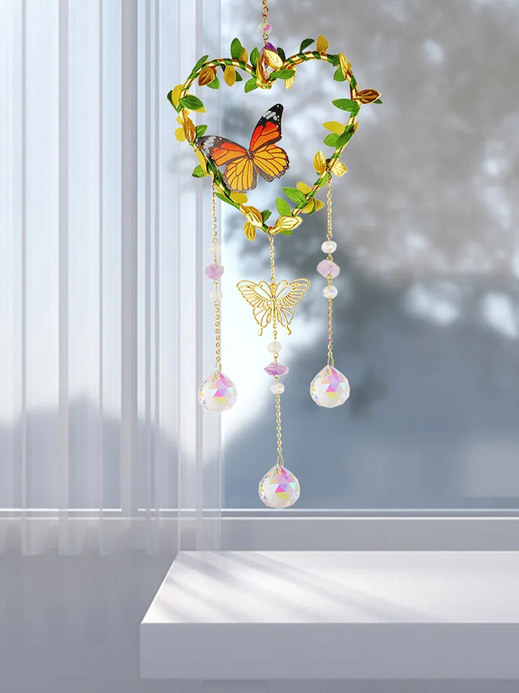 Crystal Wind Chime Star Moon Love Prism Catchers Ornament Home Garden Decor